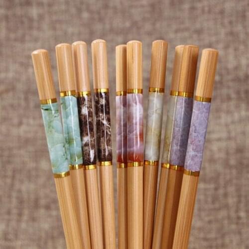 Marbling Chinese Style Home Meal Chop Sticks High-end Family Wood Chopsticks Set of Chopstick Creative Bamboo Tableware Supplies