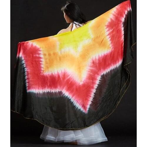 2020 New design 100% real silk belly dance veil, Top dance veils wholesale 250*110cm belly dance silk glass veil fan veil