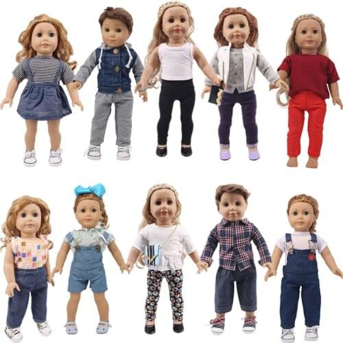 New Doll 2/3Piece Sets For 18 Inch American & 43Cm Baby New Born Doll Cute Cartoon Cowboy For Our Generation Doll Daily Life
