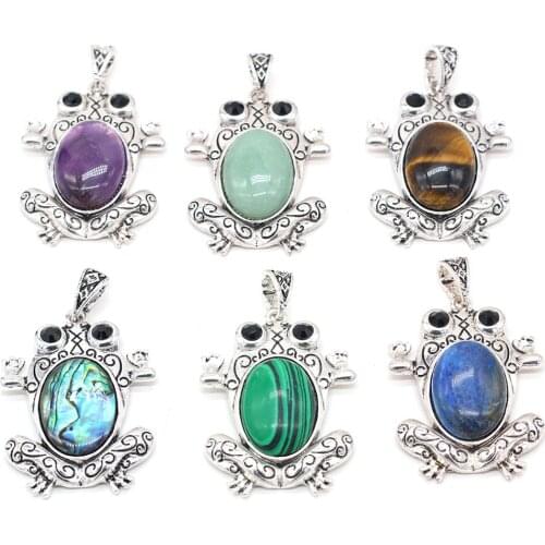 Natural Stone Agates Crystal Charm Tiger Eye Lapis Lazuli Amethysts Pendant for Necklace Jewelry Making Women Gift Size 38x60mm