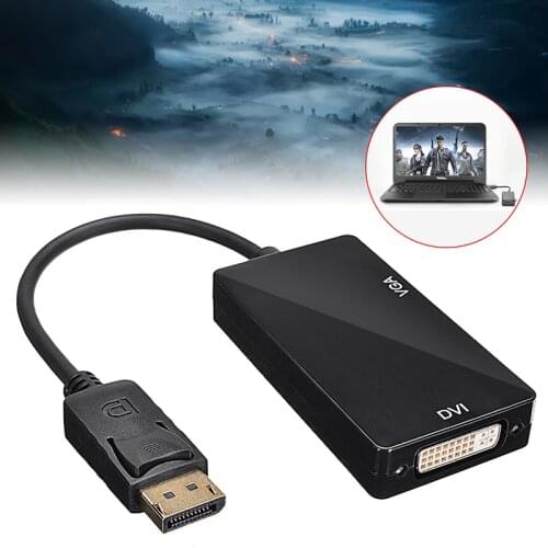 DP to DVI VGA Converter 3 in 1 DP Display Port Convertor Video Adapter For PC Laptop Projector HDTV