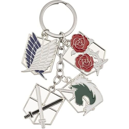 PF769 Japanese Anime Attack on Titan Pendant Keychains Key Chain Keys Ring Key Holder Creativity Jewelry Best Friend Fans Gifts