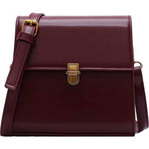 2021 Lock Luxury Shoulder Simple Bag Female Travel Handbags and Purses Simple Style Vintage Leather Crossbody Bags for Women