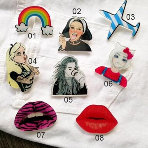 Cute Girls Sexy Lips Brooch Badge for Clothing Acrylic Badges Cartoon Icons on Backpack Pin Button Backpack Badges