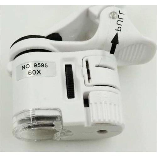 Factory Hand-held LED with lamp 60x magnifying glass mini portable magnifying phone clip photo check microscope