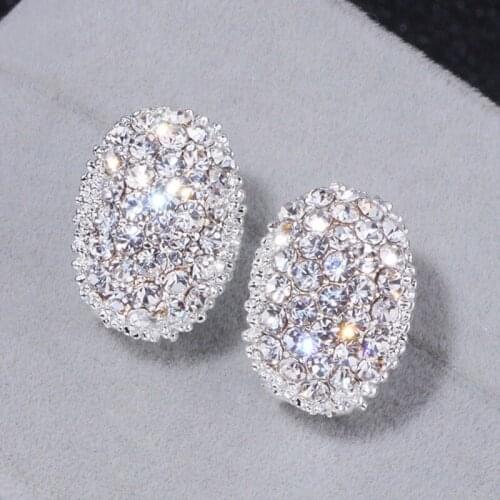 2020 Trendy Gorgeous Oval Shape Earrings for Women Simple Design Princess Fancy Dance Party Earring Jewelry Shine CZ Stone