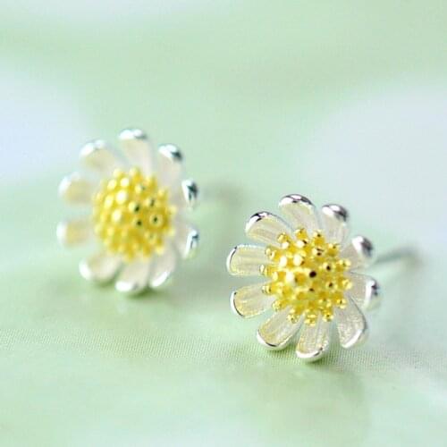 Korean Silver Color Daisy Flower Earrings For Women Party Jewelry Gift Girls Hot Fashion Jewelry