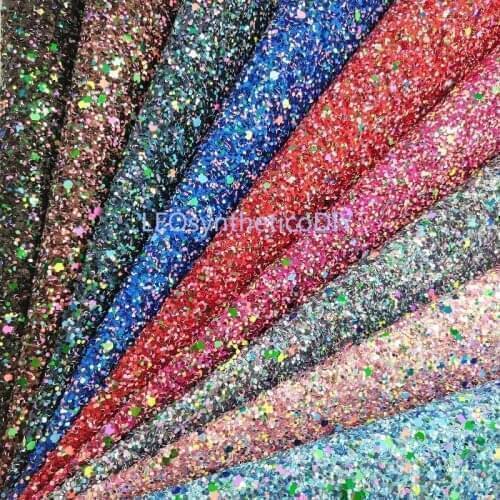 1PC 21X29CM Glitter Fabric, Chunky Glitter Leather Fabric Sheets, Synthetic Letaher For Bows LEOsyntheticoDIY R2032A