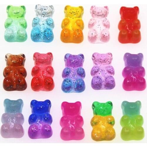 20pcs resin Gummy bear animal Sweet Candy multicolor Flat back Cabochon Art Supply Decoration Charm Craft hair bow center