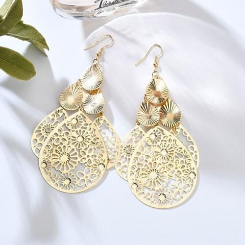 2021 New Cutout Drop Earrings Fashion Teardrop Dangle Earrings Vintage Statement Earrings for Women Party Jewelry