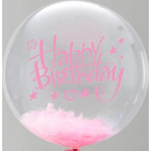 24inch Happy Birthday Bubble Balloon Feather Ballon Letter Stickers de HBD Bobo Balls Macaron Bleu Pink Gold Orange Decorations