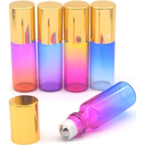 3pcs Essential Oil 5ml Glass Roller Bottle Gradient Colorful Empty Roller on Ball Perfume Sample Glass Bottle
