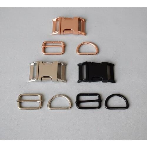 50 set Non Welded Metal side release buckles D rings sliders for 30mm dog collar buckles DIY sewing accessories