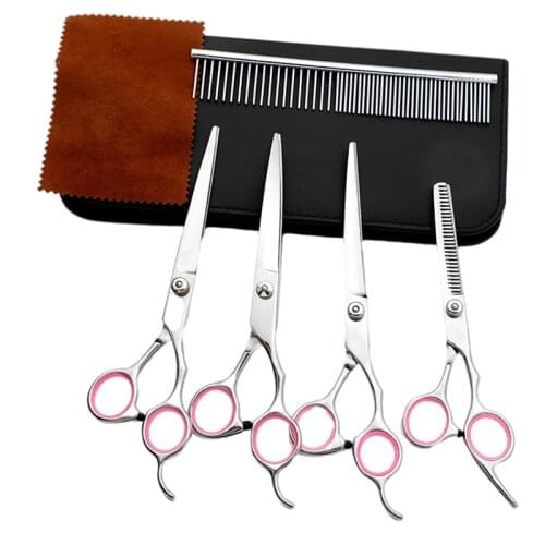 7 Inches Stainless Steel Pet Curved Shears Set Dogs Grooming Scissors