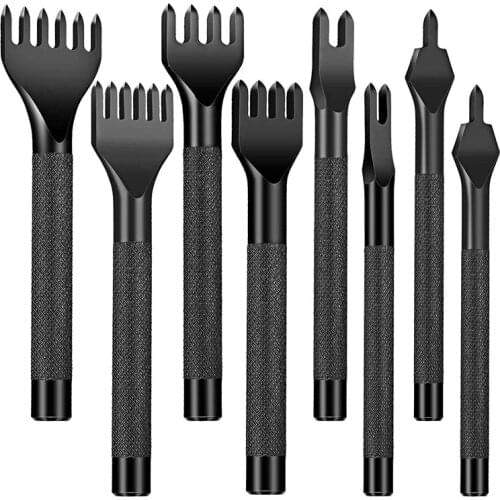 8 Pcs Stitching Chisel Set,1/2/4/6 Prong DIY Diamond Lacing Stitching Chisel Set,for Leather Sewing Craft(4 mm&6 mm)