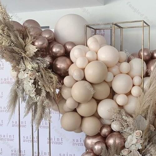 97pcs Doubled Gream Peach Apricot Balloons Garland Chrome Champagne Balloon Birthday Wedding Baby Shower Party Decoration