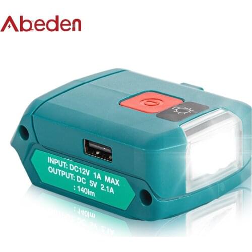 Abeden For Makita battery Outdoor flashlight LED Portable Spotlight with USB Port 10.8V 2.1Ah li-ion Battery 140LM Working