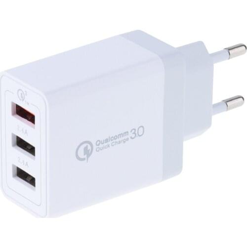 3 Ports Quick Charge EU US UK 18W Power Adapter USB Wall Charger Adapter for iPhone X 8 11 Samsung Xiaomi Huawei Tablet 100pcs