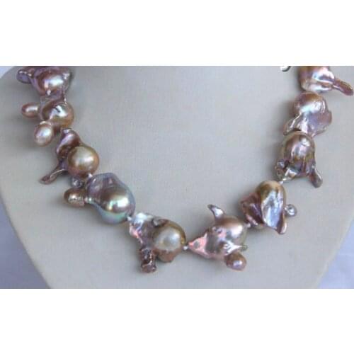 Baroque purple keshi reborn freshwater pearl necklace earring gift