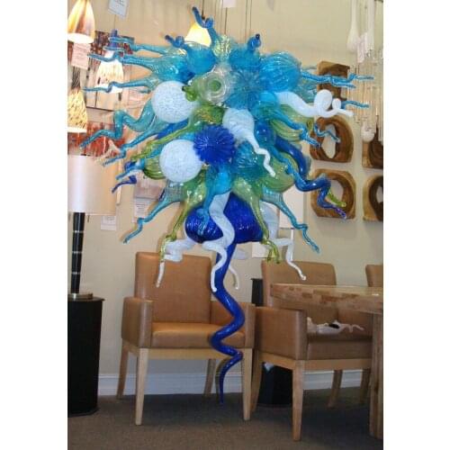 Free Shipping Europe Style Hand Blown Glass Chandelier Lighting Blue color Restaurant Decoration