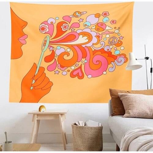 Colorful Tapestry Wall Hanging Hippie Bohemian Tapestries Colorful Psychedelic INS Home Decor Live Streaming Background Cloth