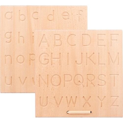 Alphabet Tracing Board Double Sided Letters/ Number for Toddlers Preschool Sensory Play with Wood Stylus Pen Montessori Toys