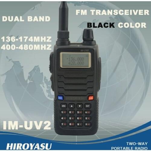 HIROYASU Black Color IM-UV2 136-174MHz & UHF400-480MHz Dual Band 5W/3W 128CH FM 65-108MHz Portable Two-way Radio FM Transceiver