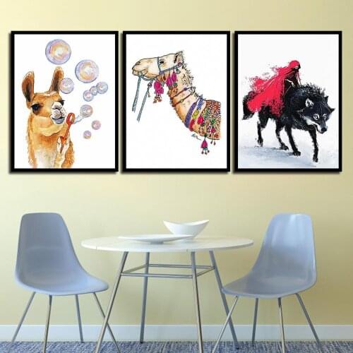 Personality Cartoon Camel Nordic Minimalist Simple Home Decor Painting Space Wall Art For Living Room Poster Canvas Unframe