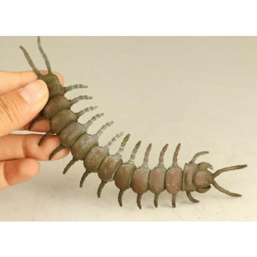 Chinese Old Copper Hand Carving Centipede Statue Table Home Decoration Gift Collection Ornaments Statues for Decoration