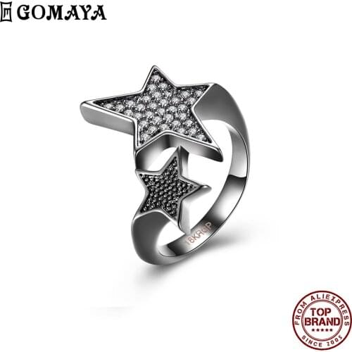 GOMAYA Romantic Star Shaped Women Rings Charm Design Unisex White Zircon Ring Fit Anniversary Birthday Fashion Jewelry Hot Sale