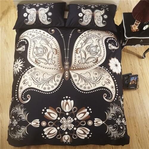 Gold Butterfly Pattern Bedding Set 3D Animal Printed Duvet Cover And Pillowcase Bedroom De Bed Set Home Textiles