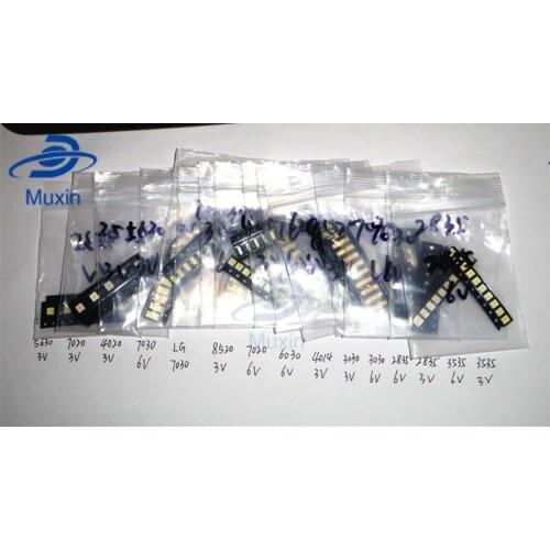 20*20=400pcs 1-2W SMD LED Kit 3V/6V 2835/3030/2828/3535/5630/7020/7030/4020 Cold white For TV Backlight Beads