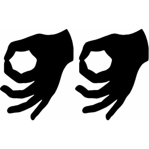 Handsome Two Ok Hands Shape Creative Fashion Car Window Applique Personality Pvc Waterproof Applique Black/white, 18cm * 11cm