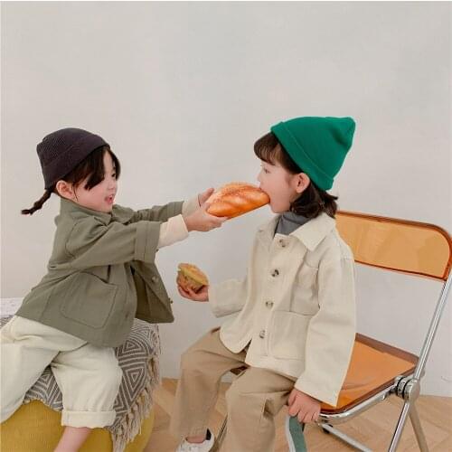 Autumn And Winter Children’S Casual Jacket Korean Style Boys Girls Baby Kids Clothes Comfortable Pocket Button Cardigan Jacket