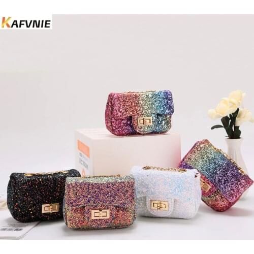 KAFVNIE Mini Children HandBag Shiny Princess Bag High End PU Party Pink Mobile Phone Handbag Kid Evening Party Purse Bags 2019