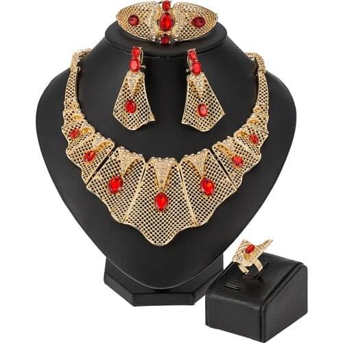 MUKUN 2021 New Nigerian Wedding African Costume Jewelry Set Dubai Fashion Charm Neckace Jewelry sets For Women Party Gift