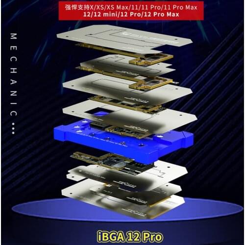 BGA Reballing Stencil Kit for iPhone X/XS/XS Max/11/11 ProMax/12/12 ProMax/12Mini Motherboard Middle Frame Planting Tin Platform