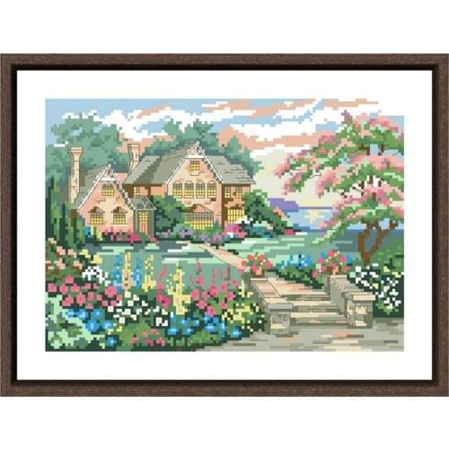 Dreampattern Berkeley heights cross stitch kits flower yard embroidery needlework sets 18ct 14ct 11ct white cloth DIY handmade