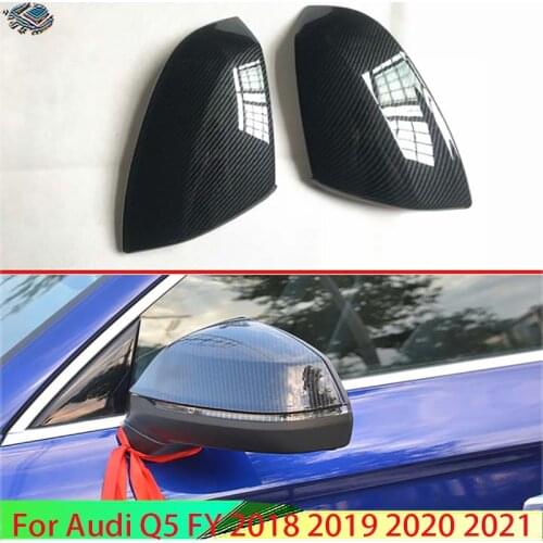 For Audi Q5 FY 2018 2019 Decorate Accessories Carbon Fiber Style Door Side Mirror Cover Trim Rear View Cap Overlay Molding