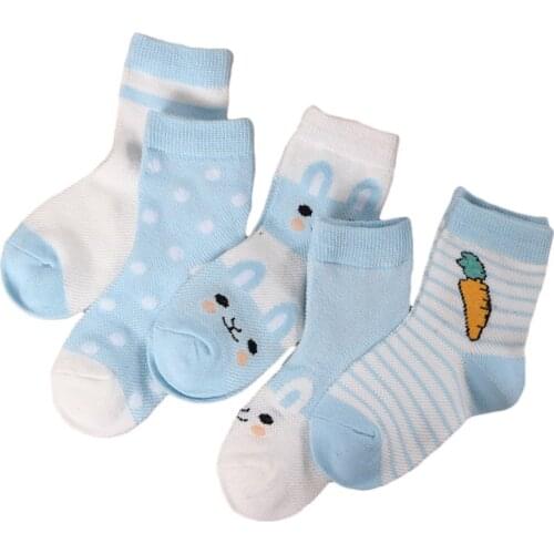 5 Pairs Boys Girls Baby Summer Cartoon Cotton Mesh Breathable Middle Tube Socks perfect gifts for little children