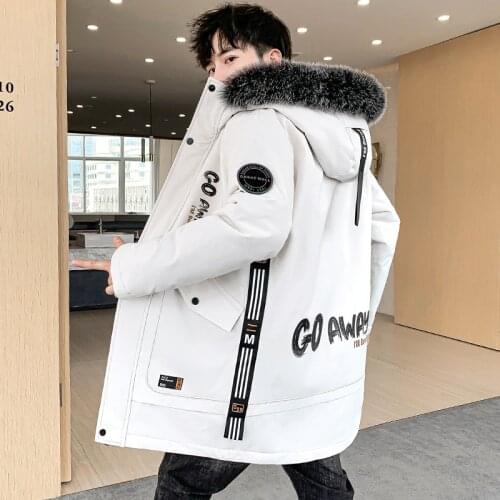 Autumn Winter Jackets Mens Cotton Padded Warm Parka Casual Faux Fur Hooded Coats Fleece Mid-Length Windbreaker Streetwear Tops