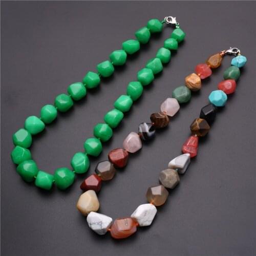 3pcs/lot Natural Quartz Crystal Stone Amazonite Colorful Choker Necklace Irregular String Energy Beaded Necklace Collar Free