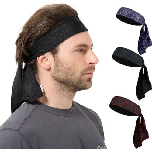 Spider Web Printed Headband For Tennis Men Outdoor Cycing Running Compression Hair Band Anit-slip Fitness Workout Sweatband Head