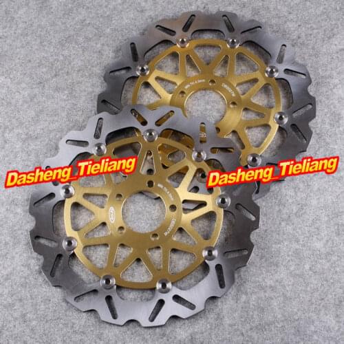 2PCS Front Brake Disc Rotors For Kawasaki Ninja ZX7R ZX9R ZX12R ZZR1100 ZZR1200 ZXR750 Gold Color, Motorcycle Spare Parts