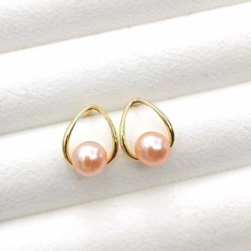 Gold Plated Earrings Mountings Findings Settings Jewelry Parts Fittings Accessories for Pearls Coral Agate Jade Beads