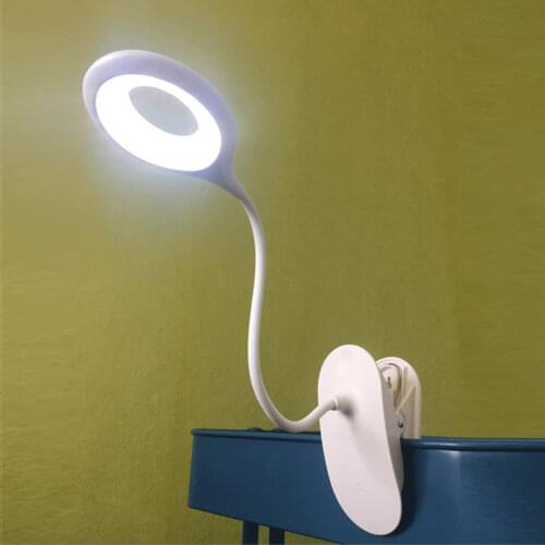Touching Control Dimmable Clip-on Table Lamp USB LEDs Eye-caring Night Light 360° Flexible Lighting Angle for Study Read Work