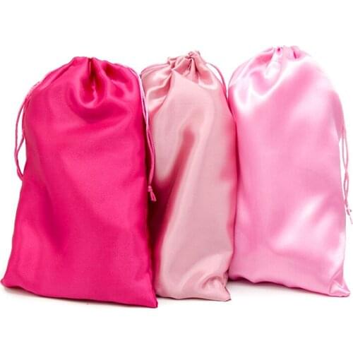 Blank Bags For Wigs Wrap Bag 18X30Cm Women Extension Packaging Bag Satin Silk Hair Colorful Bag Storage Wigs