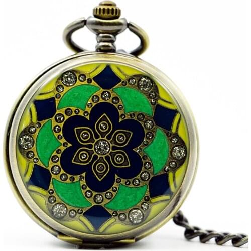 Hand Wind Mechanical Pocket Watch With Box Bronze Clamshell Skeleton Gears Men Women Large White Dial Watch Gift