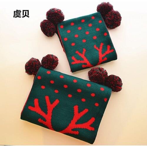 Cute christmas deer green and red winter children baby scarf 150*20cm Boys and girls warm knit scarves christmas gifts for kids