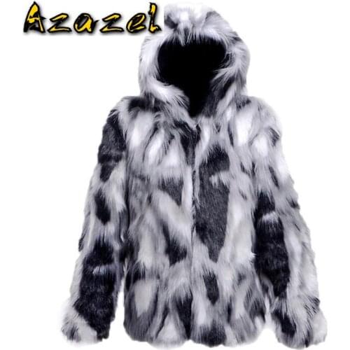 2020 New Haining fur coat personality Wild casual mens autumn and winter high imitation fox fur coat male plus size jackets
